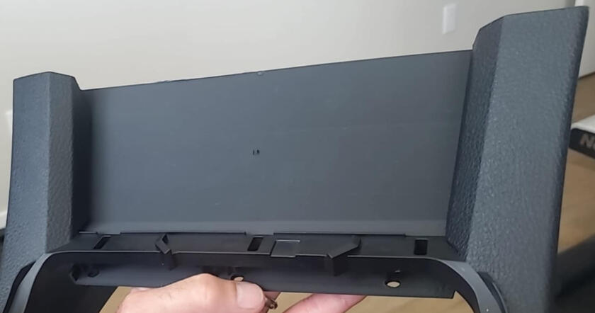 3D printed prototype of center console delete plate installed in a Toyota Tacoma